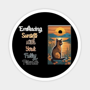 Embracing Sunsets with Your Furry Friends Magnet